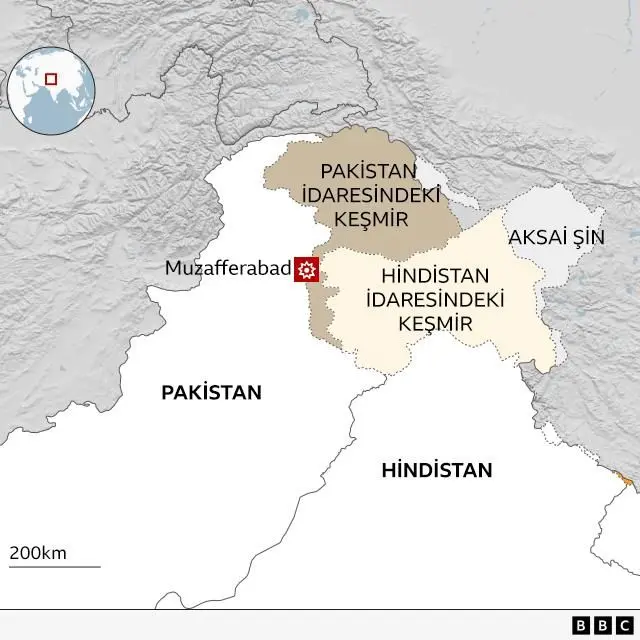 Hindistan Pakistan ve Keşmir haritası