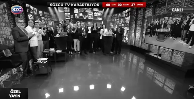 Sözcü TV'nin yayını durdurulmadan önce son dakikalardaki yayından bir kare
