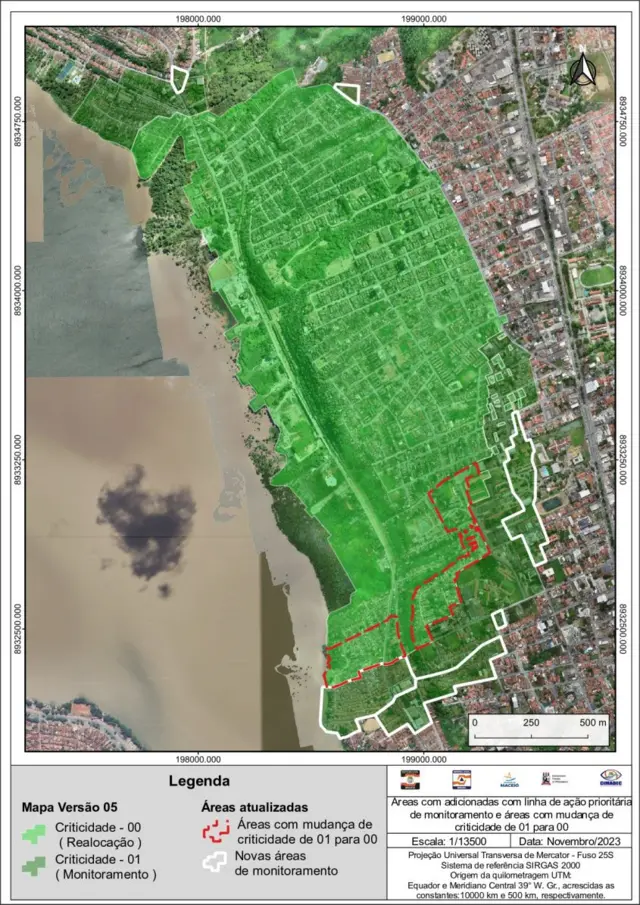 Mapa da Prefeitura365bet aviatorMaceió mostra os bairros afetados