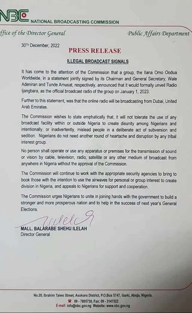 Àtẹ̀jáde tí NBC fi síta 