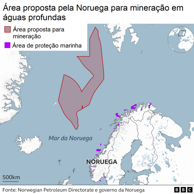 Mapa mostra área proposta pela Noruega para mineraçãoroleta bet365 downloadáguas profundas