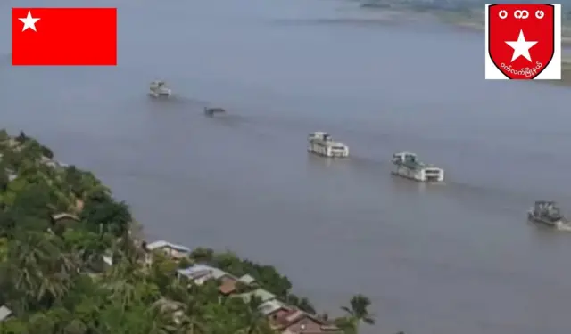 ဝက်လက်ပကဖအဖွဲ့က ထုတ်ပြန်လာတဲ့ မြစ်ကြောင်းကနေ သွားလာနေတဲ့ စစ်တပ်ရဲ့ ရေယာဥ်တွေ 