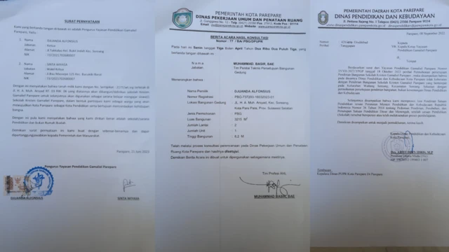 Surat pernyataan pendirian bangunan bukan rumah ibadah dari pihak yayasan 