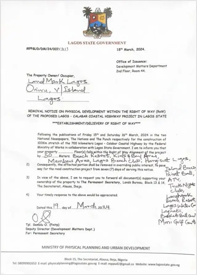 Akwụkwọ Ozi e zigara Landmark Beach Resort