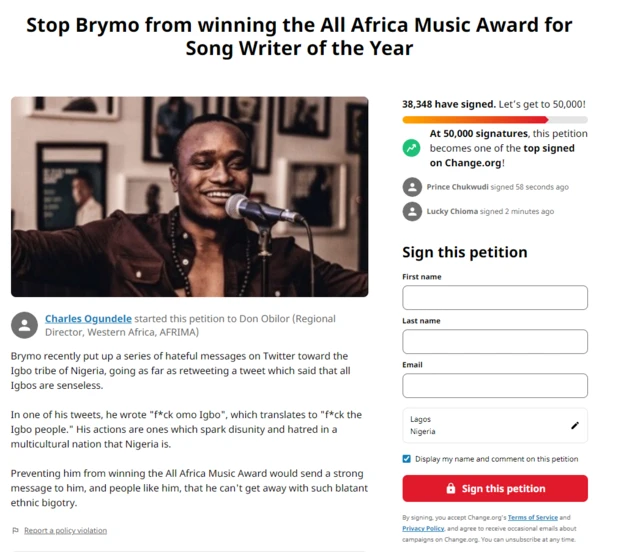 Brymo Petition
