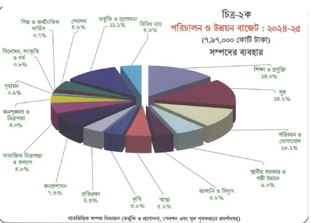 বাজেটে কোন খাতে কত ব্যয়।