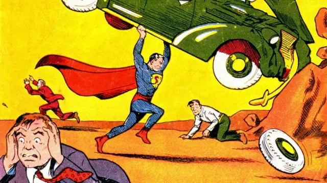 La primera portada de cómic de Superman en 1938.