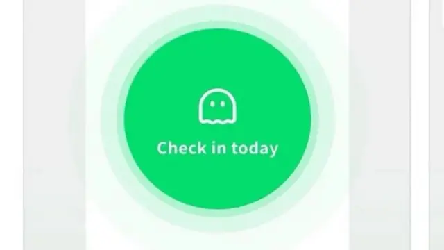 The app requires you to click a large button daily to confirm that you are alive