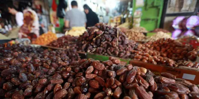 Dattes de la variété Medjool cultivée dans les palmeraies fertiles de la province d'Echerridia au sud du Maroc.