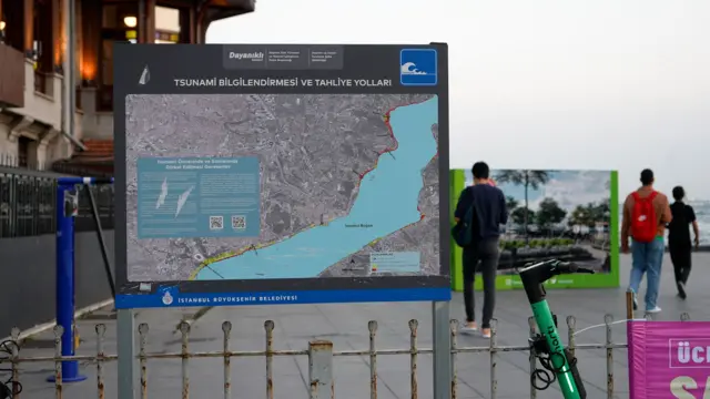 İstanbul'daki bir tsunami bilgilendirme tabelası 