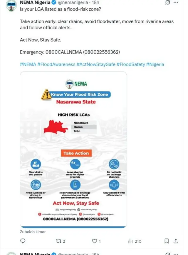 Awọn ijọba ibilẹ mẹta ti ẹ̀kun omi seese ko ti waye ni ipinlẹ Nassarawa
