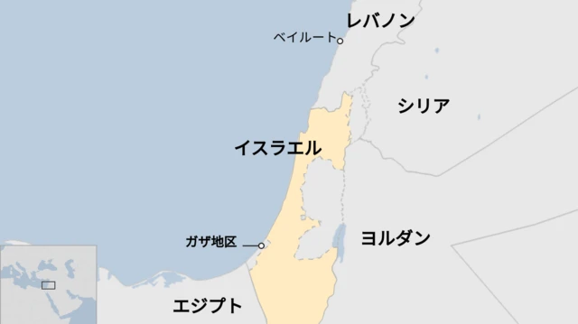 イスラエルとレバノン周辺の地図