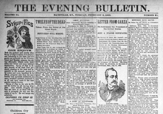 Portada del periódico "The Evening Bulletin".