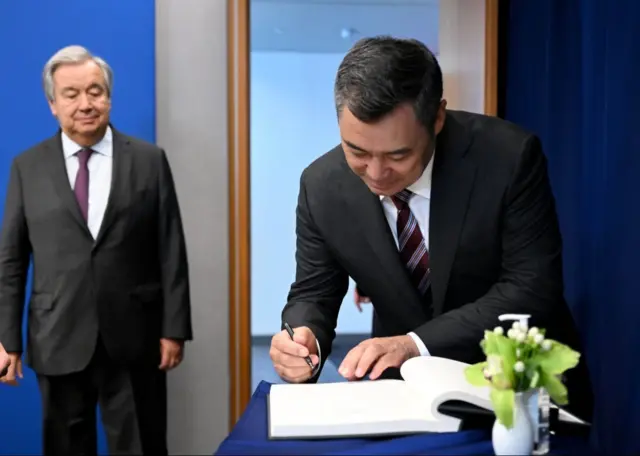 Садыр Жапаров менен Антониу Гутерриш