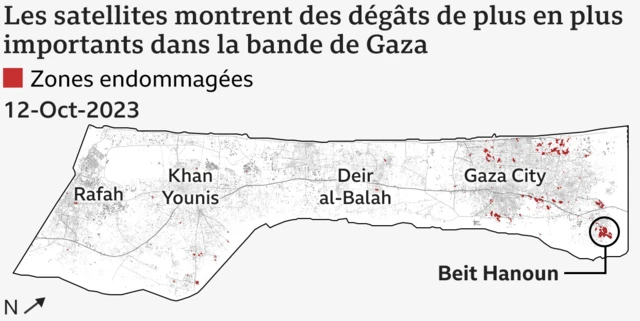 Carte des dégâts à Gaza