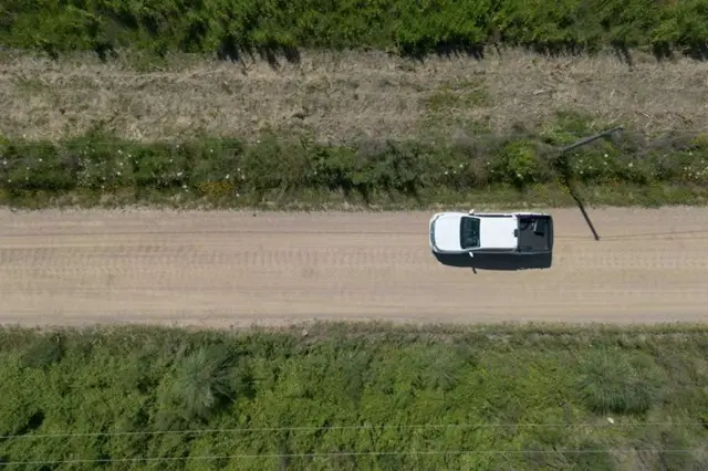 Xe bán tải Rich 6 chạy bằng xăng, do Dongfeng (Trung Quốc) sản xuất, tại Las Piedras, Uruguay