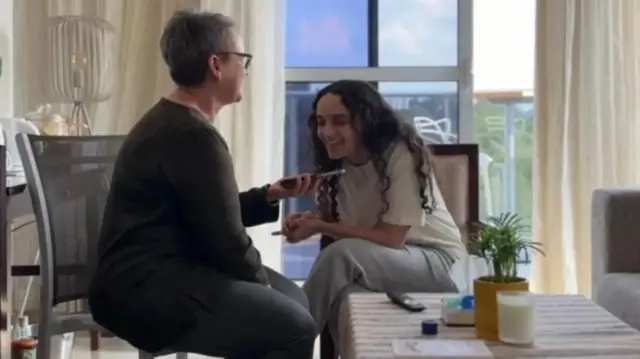 Emily Damari and her mother (left) spoke to the UK prime minister over the phone on Frida