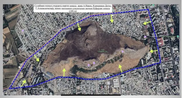 2. Ош регионалдык шаар куруу жана архитектура башкармалыгы сунуштап жаткан буфердик аймак.
