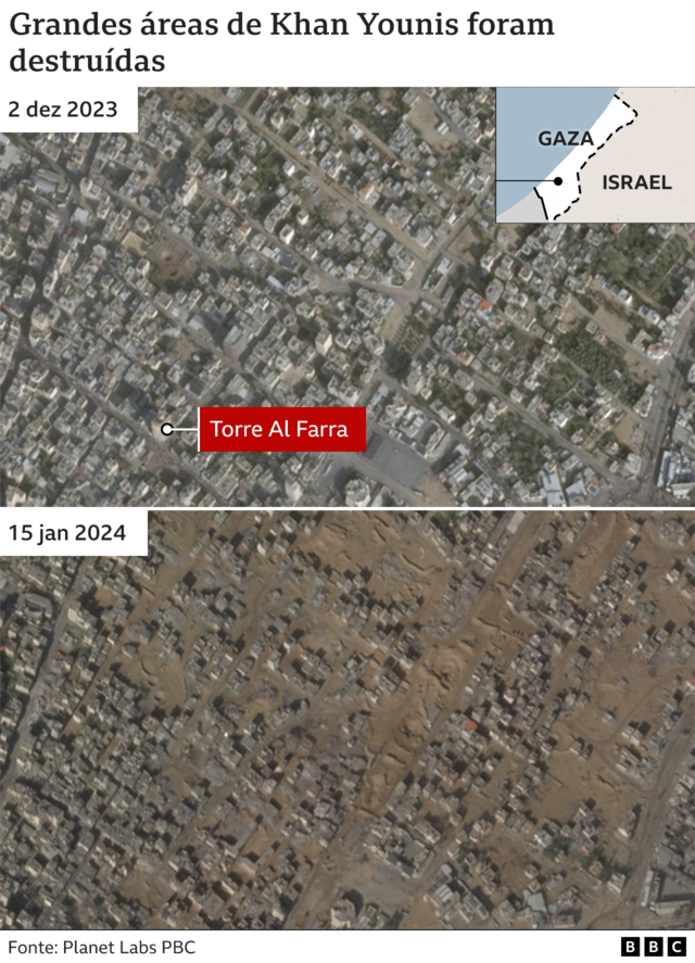 Imagensestrela beta evosatélite mostram antes e depois da devastaçãoestrela beta evoKhan Younis