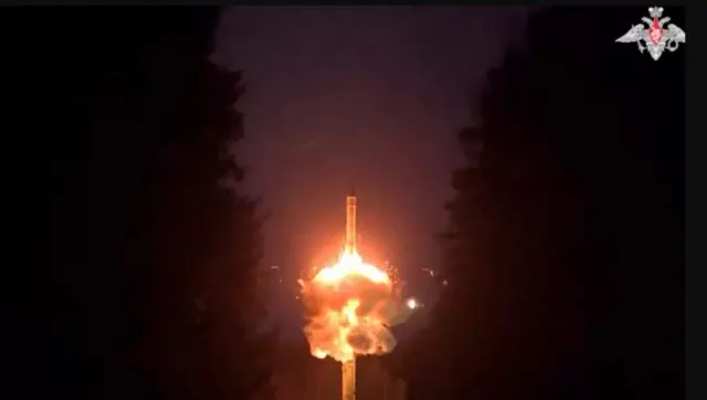 A still image from video, released by the defence ministry, shows a Yars intercontinental ballistic missile