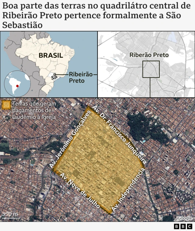 Infográfico com mapa do Quadrilátero Central de Ribeirão Preto
