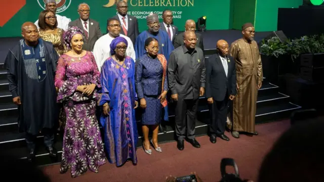 Heads of member states of ECOWAS and Foreign Ministers pose for family foto for di Golden Jubilee launch for Ghana.