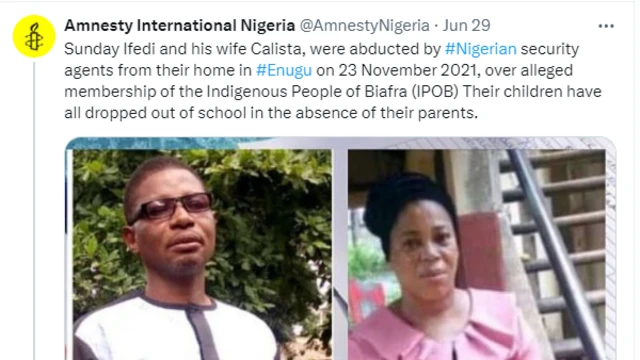 Edemede otu Amnesty International wepụtara n'ọbaozi X