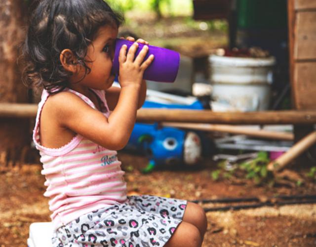 A child drinking water