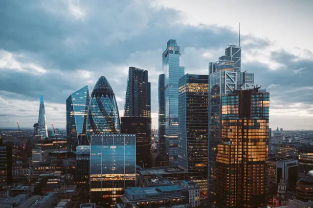 Centro financeiro de Londres, vista aérea