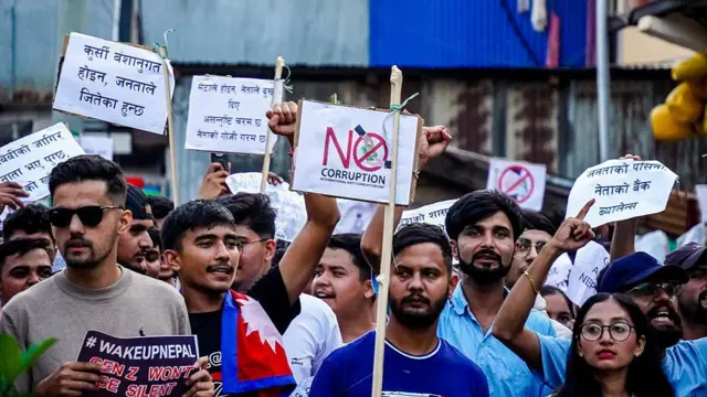 احتجاجات جيل زد ضد الفساد والحظر الذي فرضته الحكومة على منصات التواصل الاجتماعي في فيديم، بانشثار، نيبال، في 8 سبتمبر/أيلول 2025
