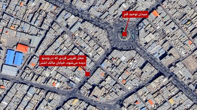 محل تقریبی مردی که در قم کشته شده است