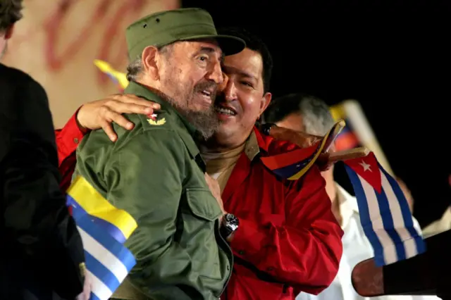 Fidel Castro y Hugo Chávez