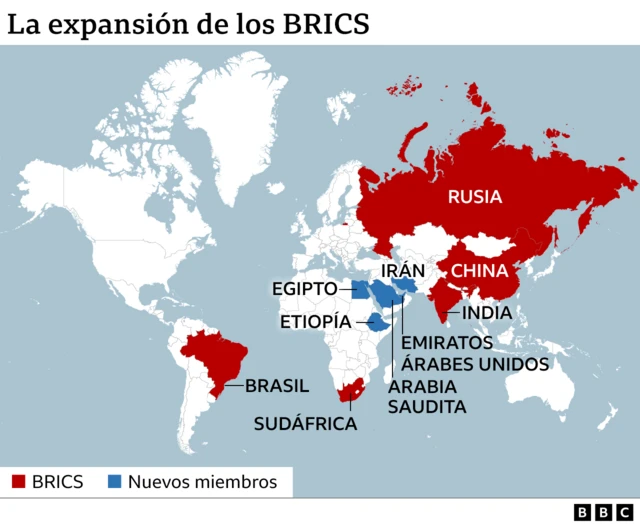 BRICS: qué tan poderosos son los países del bloque y qué naciones se incorporan a él el 1 de enero - BBC News Mundo