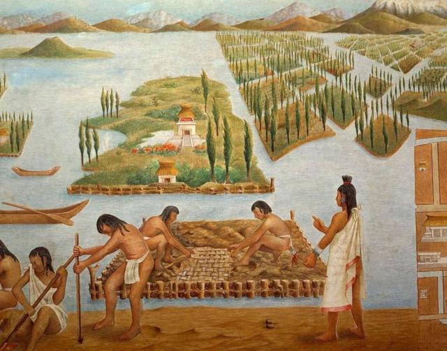 Ilustração mostra paisagemloterias govárea cercada por água