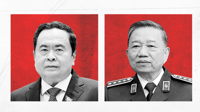 Ông Trần Thanh Mẫn (trái) và Đại tướng Tô Lâm (phải) được Ban Chấp hành Trung ương giới thiệu vào "Tứ Trụ"