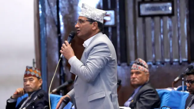 प्रतिनिधिसभामा बोल्दै माओवादी सांसद शक्तिबहादुर बस्नेत