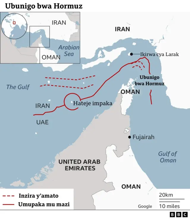 Ikarita igaragaza ahari ubunigo bwa Hormuz