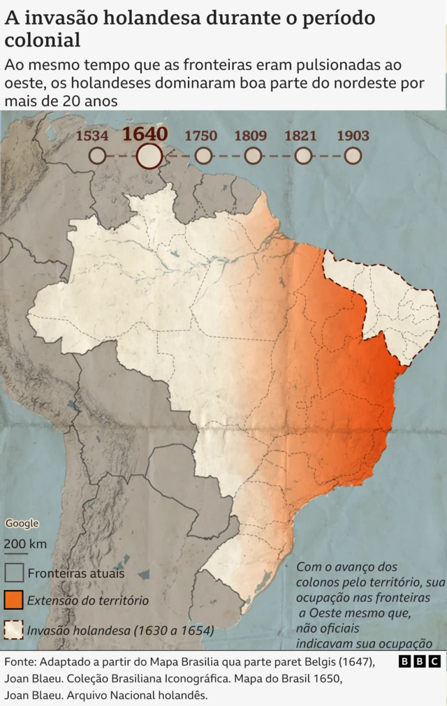 Mapa de invasão holandesa