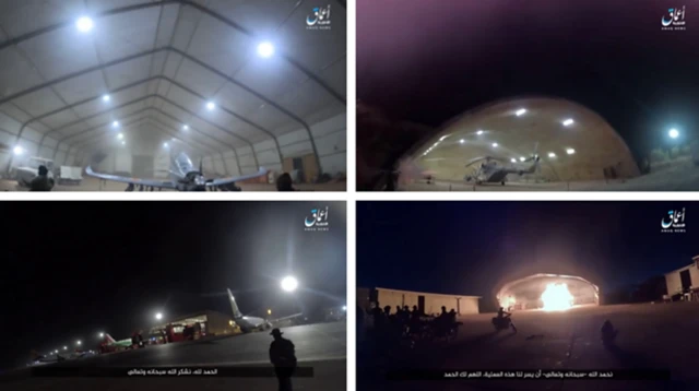 Viidiyoon gadhiifame kun hidhattoonni kun xiyyaarota buufata qilleensaa fakkaatu dhaabbatan gubuu isaanii agarsiisa