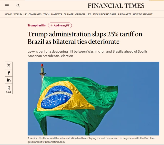 Reportagem no jornal Financial Times