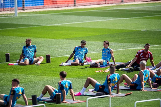 L'équipe d'Espagne lors d'une séance d'entraînement à Ciudad del Futbol de Las Rozas le 31 mai 2026 à Madrid, Espagne.