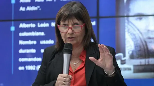 Patricia Bullrich en una rueda de prensa