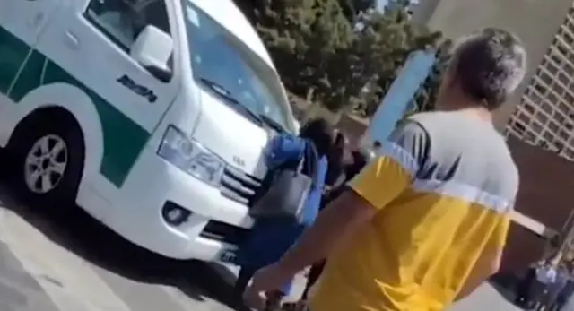 زن در مقابل ون