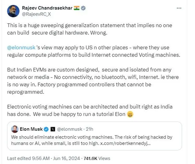 आईटी मंत्री रहे राजीव चंद्रशेखर का ट्वीट