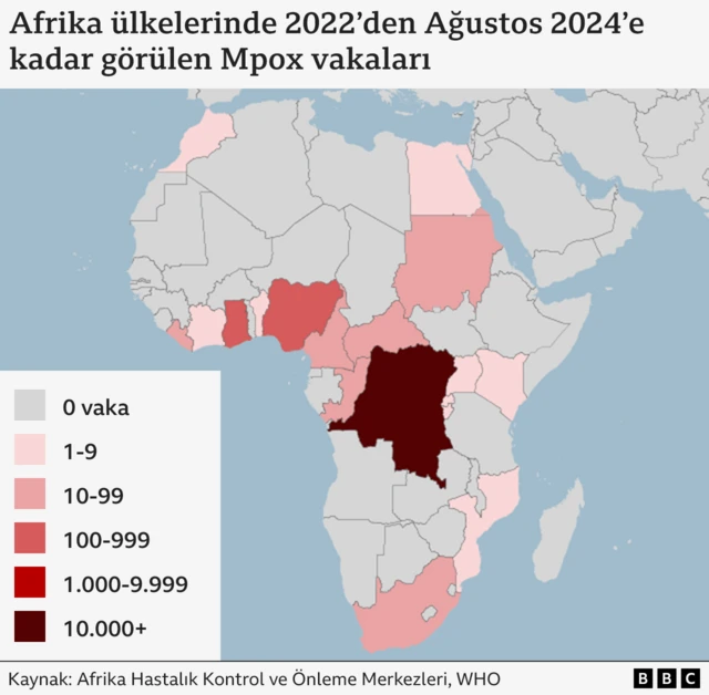 Mpox vakaları haritası