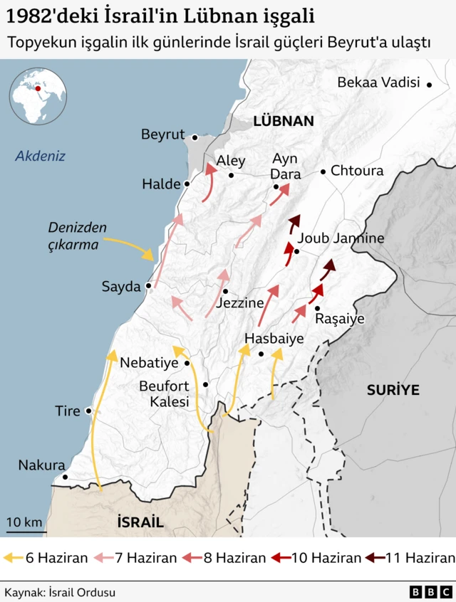 İsrail'İn Lübnan işgali harita