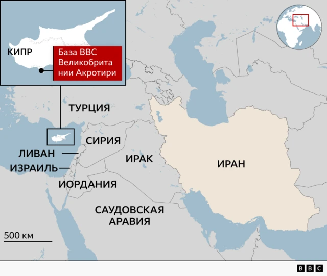 карта Восточного Средиземноморья с Кипром и прочими странами