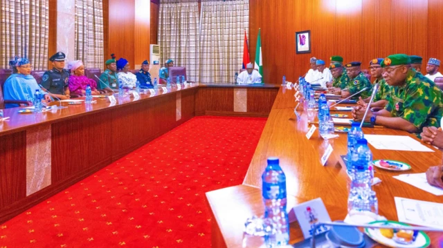 President Tinubu meeting with service chiefs
