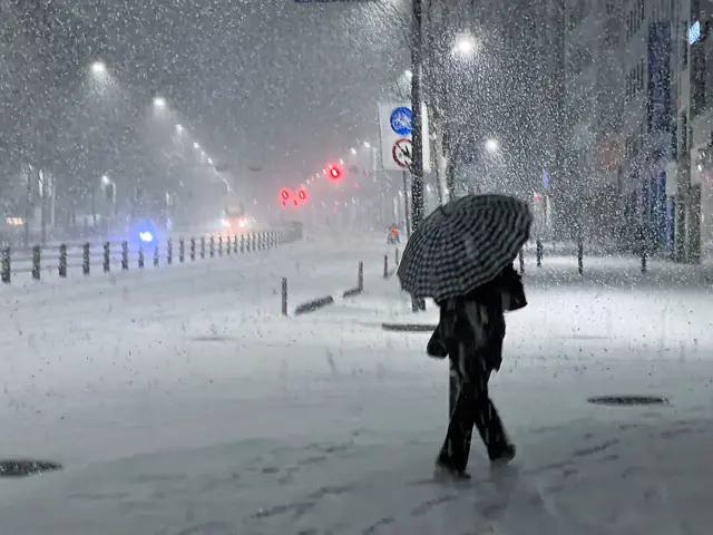 폭설이 내리는 거리