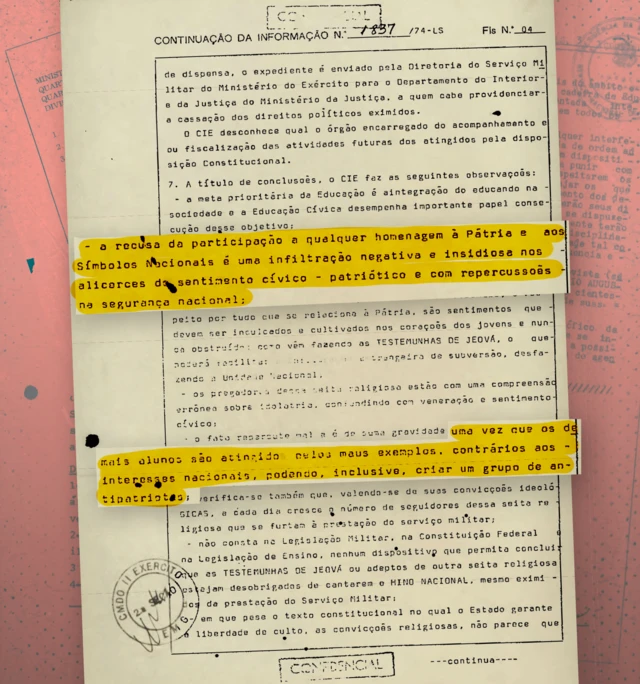 Documento afirma que postura das Testemunhasbet135Jeová é 'infiltração negativa e insidiosa' e poderia estimular 'gruposbet135antipatriotas'